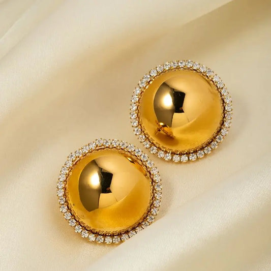 Brinco Esferico com Strass - Lois Joias