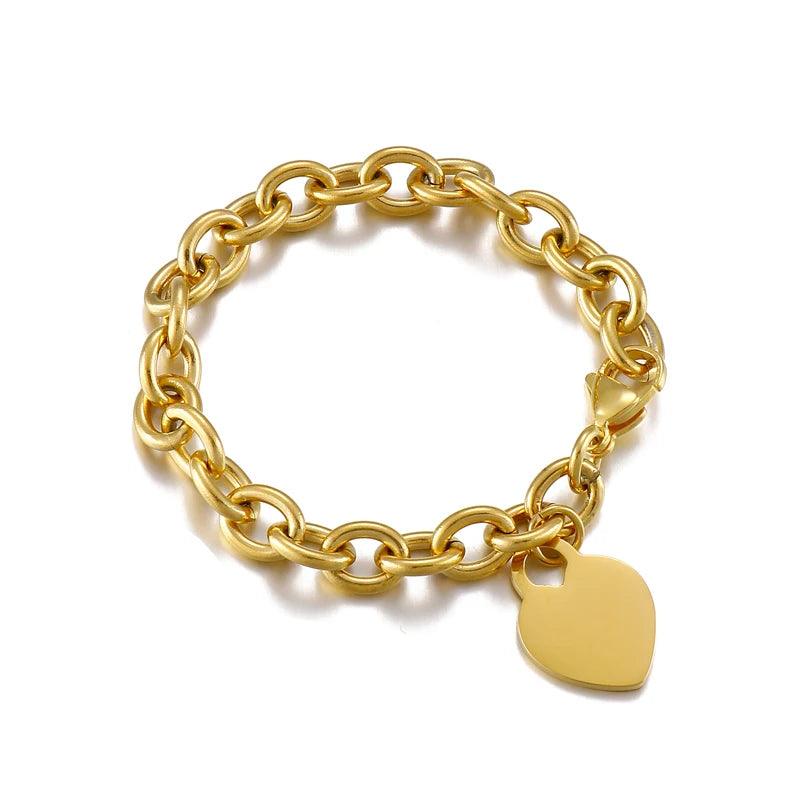 Pulseira Elos com Pingente Coração - Lois Joias