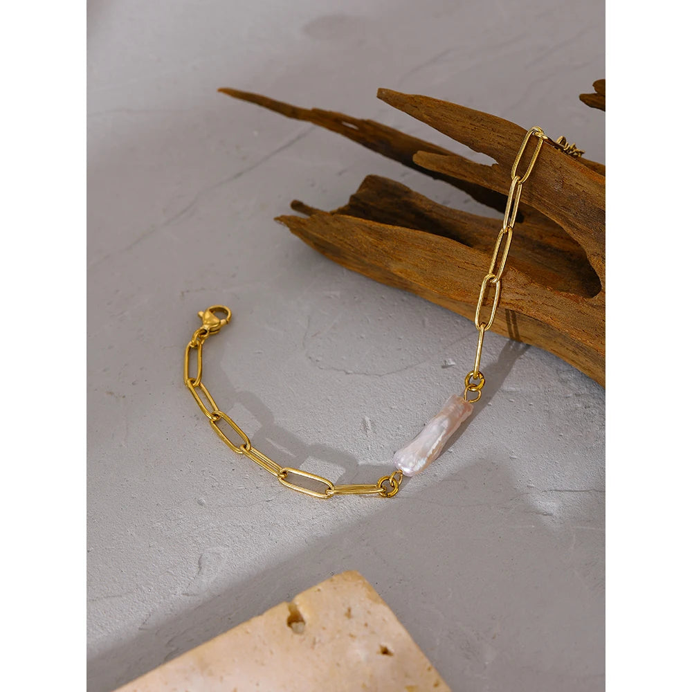 Pulseira de Elos com Pedra Natural - Lois Joias