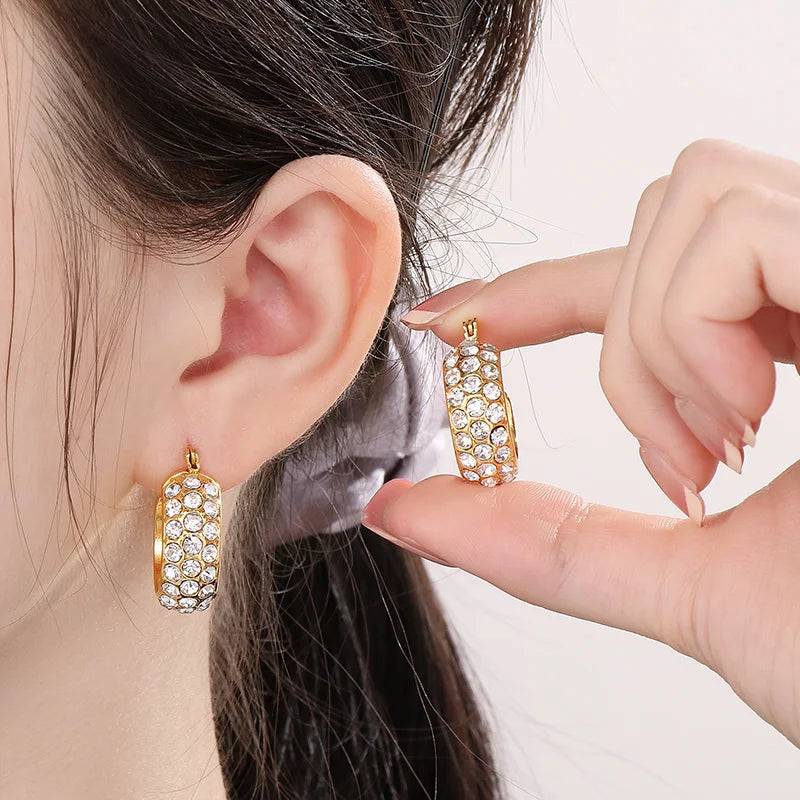 Brinco Argola Zircão Cravejado - Lois Joias