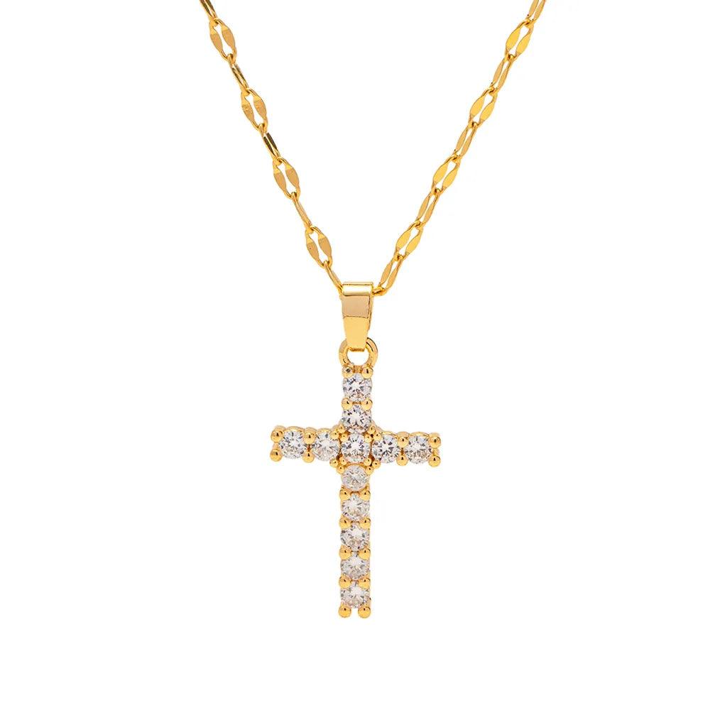 42881003552926Colar de Zircônia Pingente em Cruz - Lois Joias