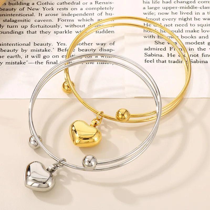 Bracelete Aro Duplo com Coração - Lois Joias